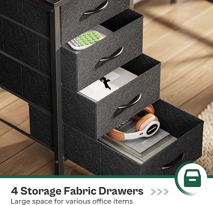 63 Inch Computer Desk with Power Outlets and LED Lights, Gaming Desk with 4 Drawers, Office Desk with Monitor Stand, Study Desk Work Desk for Home Office, Black - LeafyLoom