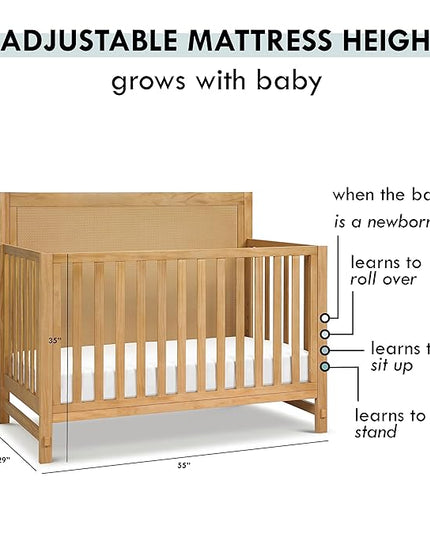 Davinci Margot 4-in-1 Convertible Crib in Honey GREENGUARD Gold Certified - LeafyLoom