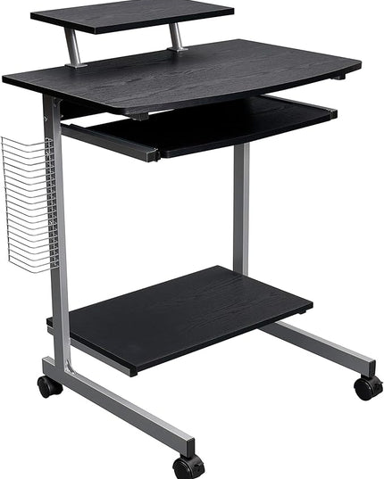 Techni Mobili Compact Computer Cart with Storage, Espresso - LeafyLoom
