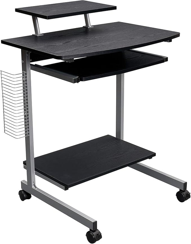 Techni Mobili Compact Computer Cart with Storage, Espresso - LeafyLoom