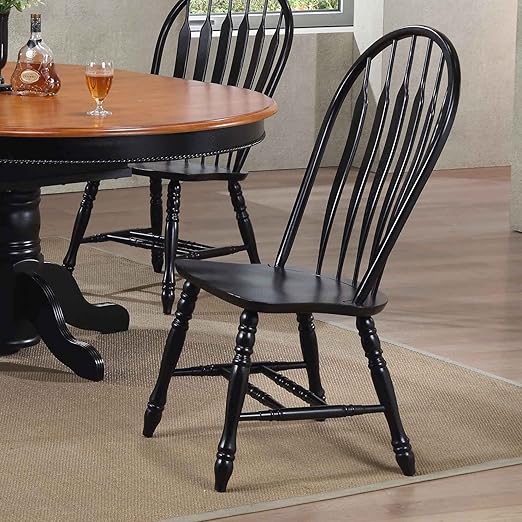 Sunset Trading Light Oak 41" Dining Arm Chair and Antique Black Cherry Set of 2 Fully Assembled Side Chairs - LeafyLoom