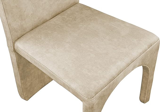 Meridian Furniture Summer Collection Modern | Contemporary Velvet Upholstered Dining Side Chair with Steel Frame, Set of 2, Beige - LeafyLoom