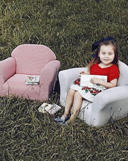 KEET Roundy Kid's Chair, Gingham Chair Only, Lavender - LeafyLoom