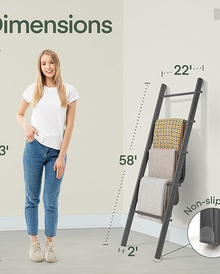 5 Ft Wooden Blanket Ladder Farmhouse - Quilt Ladder for Bedroom - Wood Ladder Decor - Decorative Ladder for Blankets - Easy to Assemble - Farmhouse Ladder Blanket Holder - Wooden Ladder for Blankets - LeafyLoom