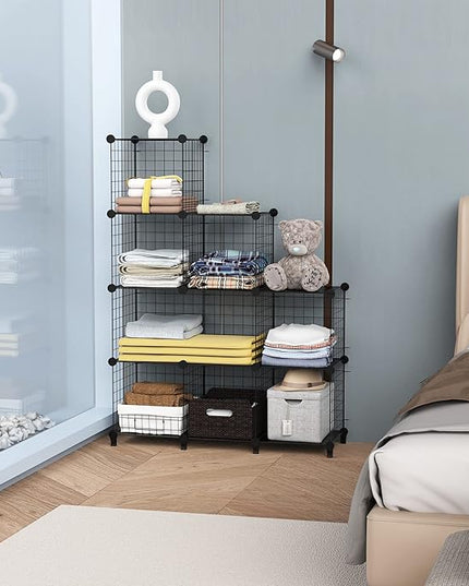 HOMIDEC Cube Storage, Storage Shelves 9 Cube Bookshelf Bookcase Closet Organizer and Storage Wire Storage Cube Multi-Use DIY Storage Cube Shelf for Books, Toys, Clothes, Tools - LeafyLoom