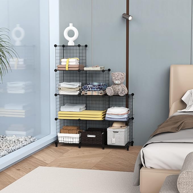 HOMIDEC Cube Storage, Storage Shelves 9 Cube Bookshelf Bookcase Closet Organizer and Storage Wire Storage Cube Multi-Use DIY Storage Cube Shelf for Books, Toys, Clothes, Tools - LeafyLoom