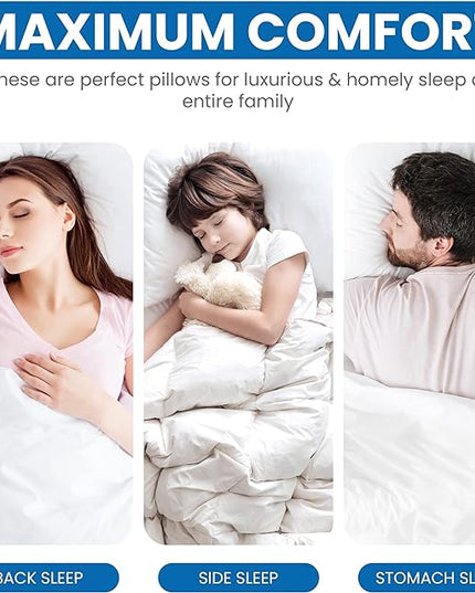 Utopia Bedding Bed Pillows for Sleeping (White), European Size, Set of 2, Hotel Pillows, Cooling Pillows for Side, Back or Stomach Sleepers - LeafyLoom