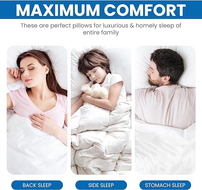Utopia Bedding Bed Pillows for Sleeping (White), European Size, Set of 2, Hotel Pillows, Cooling Pillows for Side, Back or Stomach Sleepers - LeafyLoom