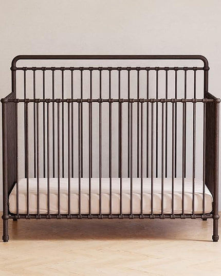 Namesake Winston 4-in-1 Convertible Metal Crib in Vintage Iron, Greenguard Gold Certified - LeafyLoom