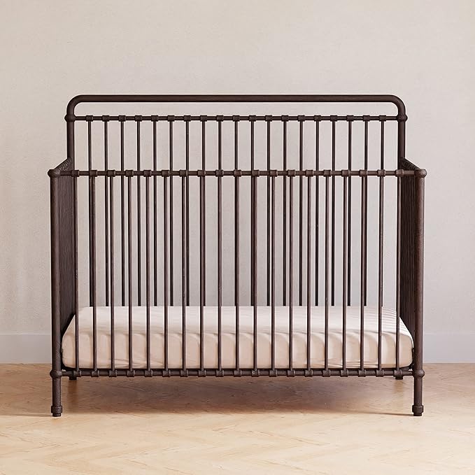 Namesake Winston 4-in-1 Convertible Metal Crib in Vintage Iron, Greenguard Gold Certified - LeafyLoom