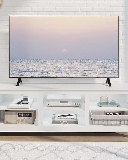 TV Stand for 75 inch TV with Storage,Modern TV Entertainment Center for Bedroom,TV Media Console Table with 6 Open Storage Shelve,63 inch Wood TV Cabinet White - LeafyLoom