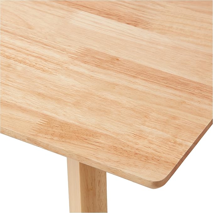 Amazon Basics FSC Certified Solid Wood Kitchen Rectangular Dining Table, Natural Wood, 29.5"D x 47.2"W x 29.5"H - LeafyLoom