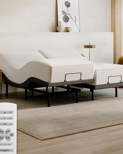 Nectar Twin XL Adjustable Base & 12” Mattress - Head & Foot Incline - Medium Firm Gel Memory Foam - Cooling Comfort - Wireless Remote - 3 Massage Settings - 365-Night Mattress Trial & Forever Warranty - LeafyLoom