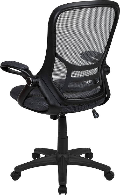 Flash Furniture Porter High-Back Swivel Office Chair with Adjustable Lumbar Support and Seat Height, Ergonomic Mesh Desk Chair with Flip-Up Armrests, Black - LeafyLoom