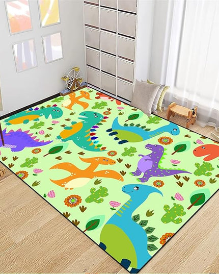 Dinosaur Carpet for Boys Room Dinosaur Play Rug Kids Rug Cartoon Dinosaur Carpet Dino Rug Dinosaur Area Rug for Bedroom Livingroom Playing Room,Green 4'×5' - LeafyLoom