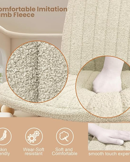 Criss Cross Chair with Wheels, Armless Cross Legged Office Desk Chair,Comfortable Swivel High Adjustable Wide Seat Chair for Home Office (Beige) - LeafyLoom