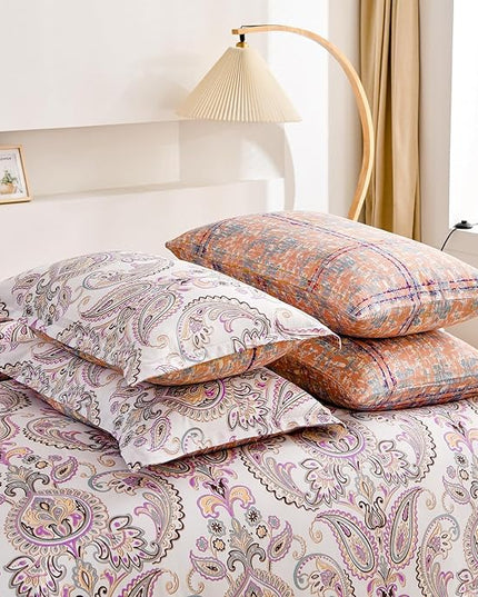 Yiran 7 Pieces Paisley Comforter Set Bed in a Bag Boho Floral Comforter Soft Microfiber Paisley Bedding Set Queen Size 90"×90"(1 Comforter,2 Pillowcases,2 Pillow Shams,1 Flat Sheet,1 Fitted Sheet) - LeafyLoom