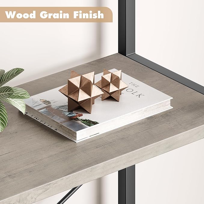 GAOMON 5 Tier Bookshelf Arched Bookcase Modern Standing Bookshelves Tall Display Racks Metal Book Shelf for Bedroom, Living Room, Home Office - LeafyLoom