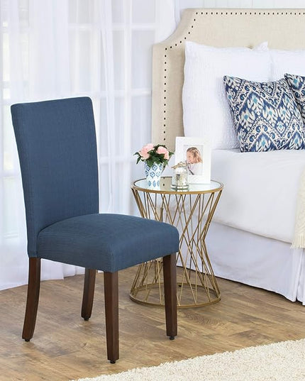 HomePop Parsons Classic Upholstered Accent Dining Chair, Single Pack, Dark Blue - LeafyLoom