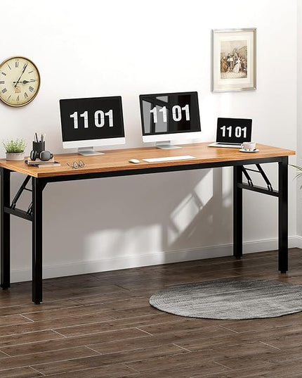 Need Computer Desk Office Desk 62 inches Folding Table with BIFMA Certification Computer Table Workstation No Install Needed, Teak AC5BB-157 - LeafyLoom