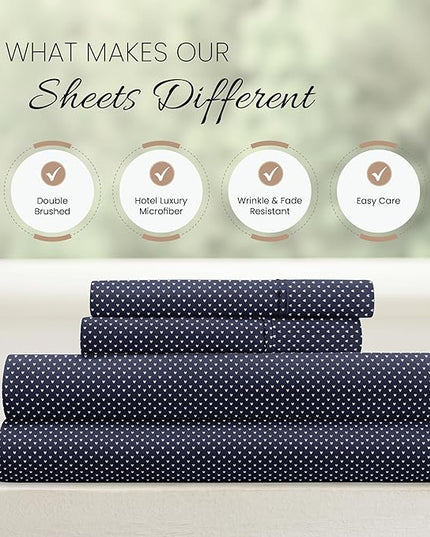 Linen Market 4 Piece California King Bedding Sheet Set (Navy Blue) - Sleep Better Than Ever with These Ultra-Soft Cooling Bed Sheets for Your California King Size Bed - Deep Pocket Fits 16" Mattress - LeafyLoom