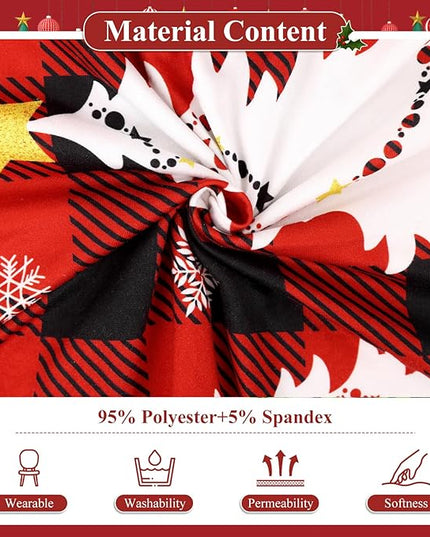 U'Artlines Christmas Chair Covers Set of 6, Removable Washable Merry Christmas Dining Chair Seat Covers Stretch Protector Slipcovers for Dining Room Kitchen Holiday Party Decor, Red Buffalo Plaid UArtlines