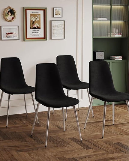 NicBex Haerin-SD-00342-LWJ Dining Chairs, 17.7"x19.7"x34.3", Black and Silver - LeafyLoom