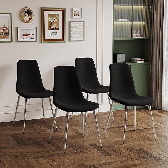 NicBex Haerin-SD-00342-LWJ Dining Chairs, 17.7"x19.7"x34.3", Black and Silver - LeafyLoom