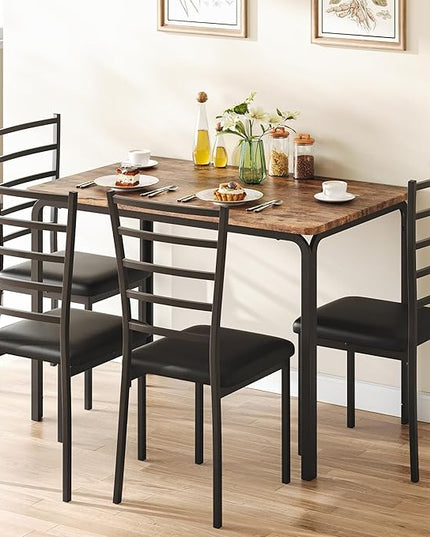 IDEALHOUSE Dining Table for 4, Small Table and Chairs Set of 4, Dinette Set for 4, Square Dinner Table Set, 5 Piece Kitchen & Dining Room Sets for Small Space (Vintage, Dining Table with 4 Chairs) - LeafyLoom