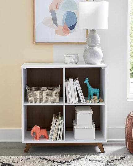 DaVinci Otto Convertible Changing Table and Cubby Bookcase in White and Walnut - LeafyLoom