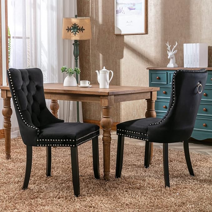 NicBex Haerin-SD-00099-LWJ Dining Chairs, 25.5"x19.7"x37.4", Deep Black - LeafyLoom