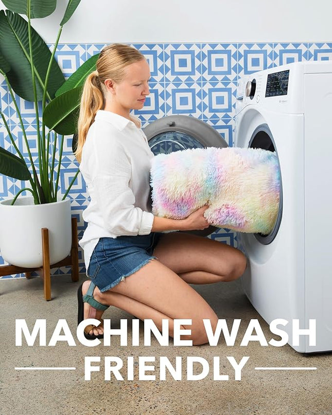 Ophanie Machine Washable Upgrade 4x6 Rainbow Rugs for Bedroom, Fluffy Shaggy Soft Area Rug, Non-Slip Indoor Floor Carpet for Living Room, Kids Girls Boys Teen Dorm Home Decor Aesthetic, Nursery - LeafyLoom