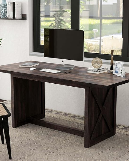 YITAHOME 6FT Conference Table Executive Desk, 70.8’’ Large Meeting Seminar Table for Office with Thicken Wood Frame, Farmhouse Rectangular Computer Desk for Home Business, Rustic Oak - LeafyLoom
