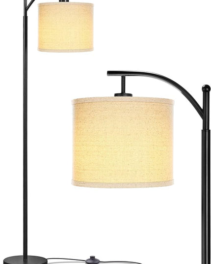 Brightech Montage LED Floor Lamp – Modern Floor Lamp for Living Rooms & Office, Tall Lamp with Arc Hanging Shade – Standing Lamp for Bedroom Reading, Mid-Century Pole Lamp for Farmhouse Style - Black - LeafyLoom