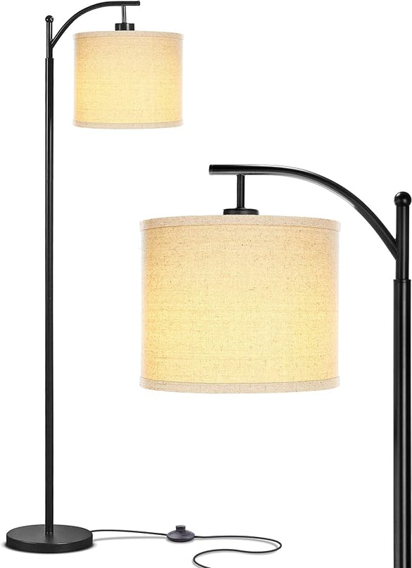 Brightech Montage LED Floor Lamp – Modern Floor Lamp for Living Rooms & Office, Tall Lamp with Arc Hanging Shade – Standing Lamp for Bedroom Reading, Mid-Century Pole Lamp for Farmhouse Style - Black - LeafyLoom