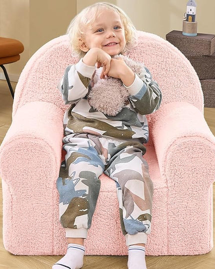 Kids Chair Toddler Chair Sherpa Couch Sherpa Kids Bean Bag Chair,Cuddly Toddler Chairs Comfy Plush Chair Toddler Couch Reading Chair for Kids Fuzzy Baby Chair Pink - LeafyLoom