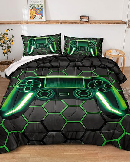 Boys Comforter Set,Gaming Bedding for Kids Teen,Game Console Comforter Set for Gamer Room Decor(comforter-Game43,Twin) - LeafyLoom