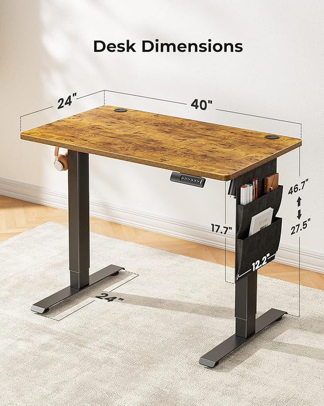 Marsail Standing Desk Adjustable Height, Electric Standing Desk, Stand up Desk with Storage Bag,Headphone Hook for Computer Workstations Desk Memory Preset,63x24 inches - LeafyLoom