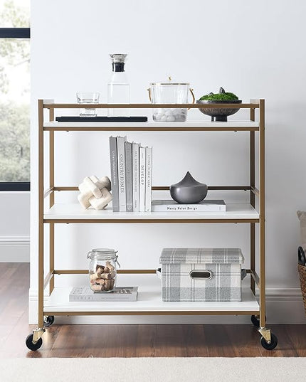 Delta Children Jade Changing Table/Cart, White Melamine/Bronze - LeafyLoom