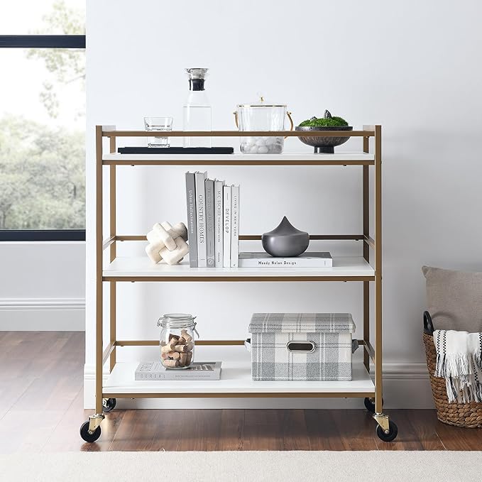 Delta Children Jade Changing Table/Cart, White Melamine/Bronze - LeafyLoom