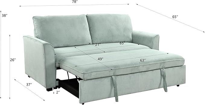 3 in 1 Oversized Convertible Loveseat Sleeper Sofa Bed,Soft Corduroy Upholstered Queen Love Seats Sofabed W/Pull Out Sleep Couch,Comfortable Cushions and Padded Armrests for Living Room - LeafyLoom