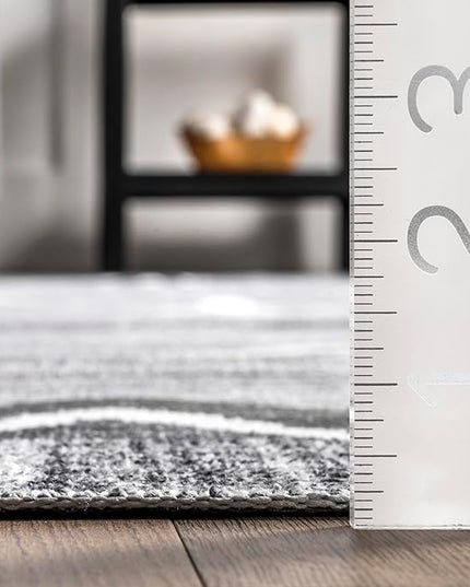 nuLOOM Arie Tribal Diamond Machine Washable Ultra Thin Area Rug, 5' x 8', Grey - LeafyLoom