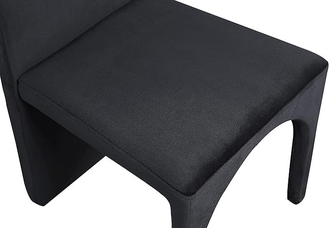 Meridian Furniture Summer Collection Modern | Contemporary Velvet Upholstered Dining Side Chair with Steel Frame, Set of 2, Black - LeafyLoom
