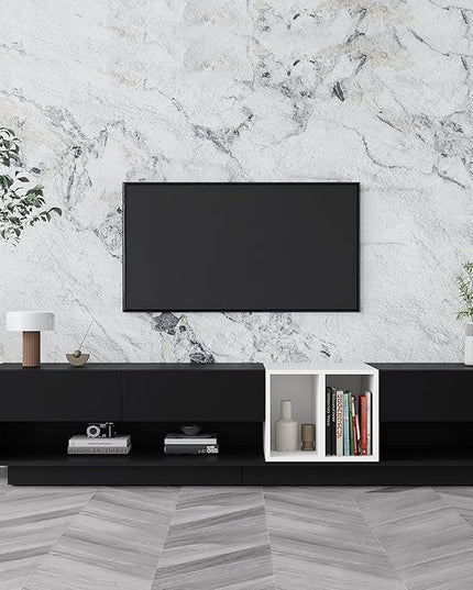 NicBex TV Stand for 80 Inch TV Modern TV Media Console Table with Versatile Compartment,Entertainment Center with Storage for Living Room,74.8 Inch,Black - LeafyLoom