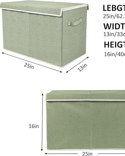 popoly Large Toy Box Chest with Lid, Collapsible Sturdy Toy Bin Storage Organizer Boxes Baskets for Kids, Boys, Girls, Nursery, Playroom, 25"x13" x16" - LeafyLoom