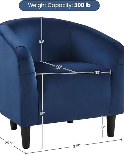 Yaheetech Velvet Club Chair, Modern Tufted Accent Chair with Armrest, Upholstered Barrel Chair with Solid Legs for Living Room/Bedroom/Study/Waiting Room, Navy Blue - LeafyLoom