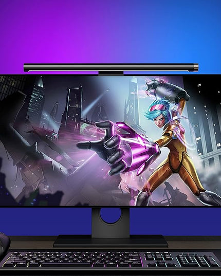 Monitor Light Bar with RGB Backlight, Flat/Curved Screen Bar Reduce Eye Strain Monitor Lamp USB Powered Led Desk Lamp 17.7 inch with Dimming Memory for Desktop Space Saving and Gaming Home Office - LeafyLoom