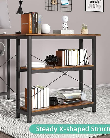 COTUBLR L Shaped Computer Desk, 47 Inch Small Corner Desk with Storage Shelves, Computer Desk Table Laptop Table Writing Desk Study Table for Home Office Workstation Small Spaces (Rustic Brown) - LeafyLoom