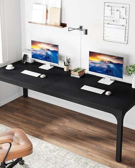 78.7 Inches Extra Long Two Person Office Desk,Double Workstation for Home Office,Black - LeafyLoom