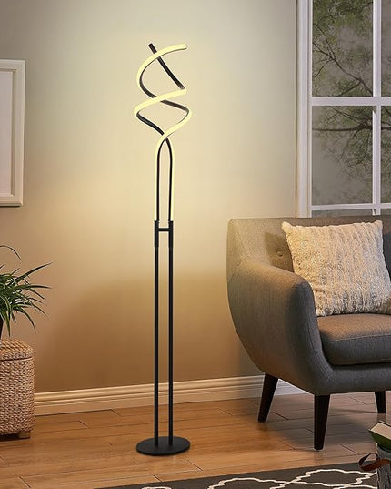 Modern Spiral Floor Lamp Dimmable LED Floor Lamp with 3 Color Temperatures, Ultra Bright, Standing Tall Lamp with Remote Reading Floor Lamp for Living Room Bedroom Office - LeafyLoom